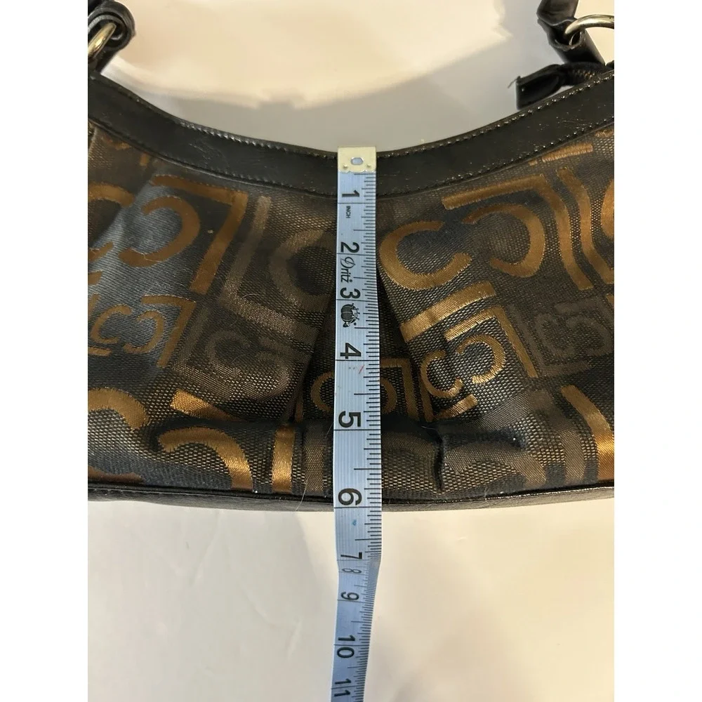 Liz Claiborne Heritage Mosaic Shoulder Bag W‎ Black And Copper w/ Logo Print